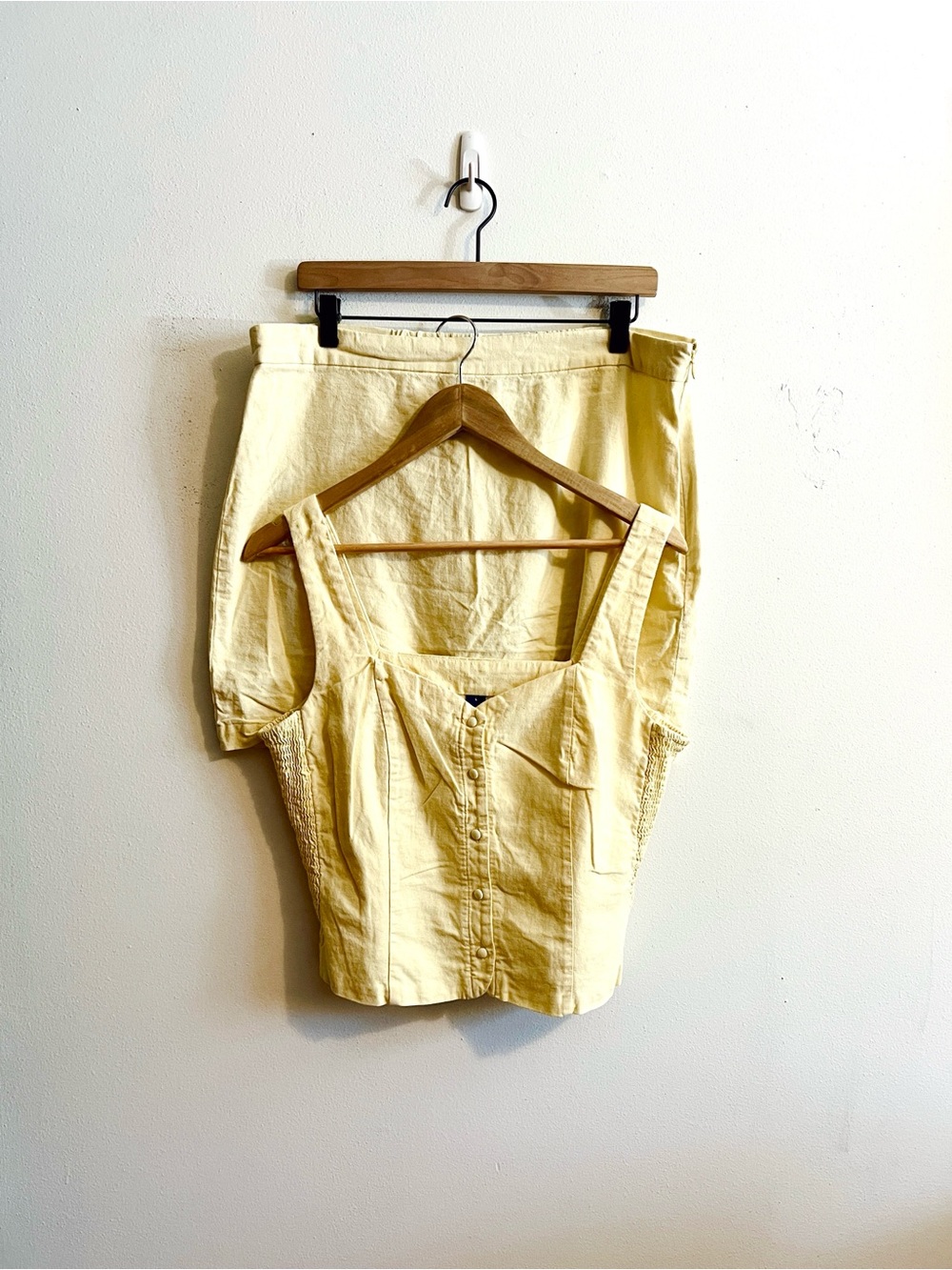 old navy butter yellow linen blend set